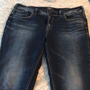 Dark blue weathered Silver ankle length jeans